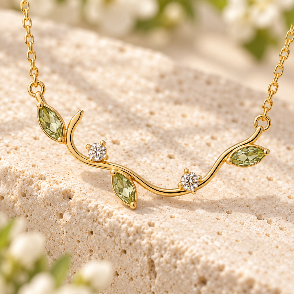 VARUNIQOK® Aeria Dewvine Necklace gemstone detail