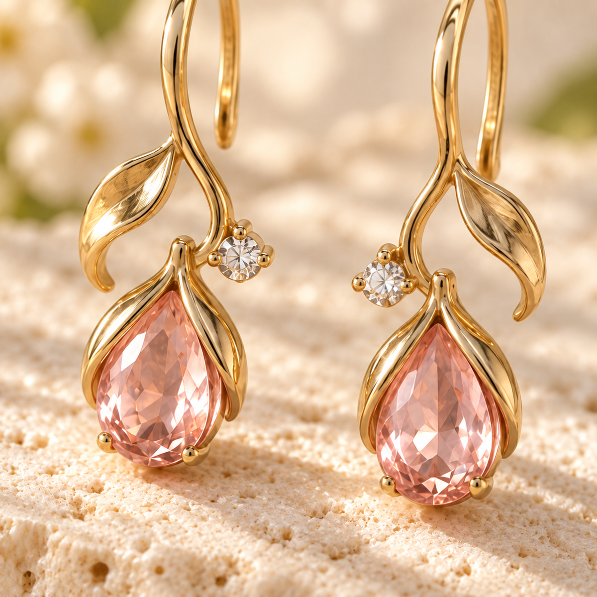 VARUNIQOK® Bloomtide Bud Earrings gemstone detail