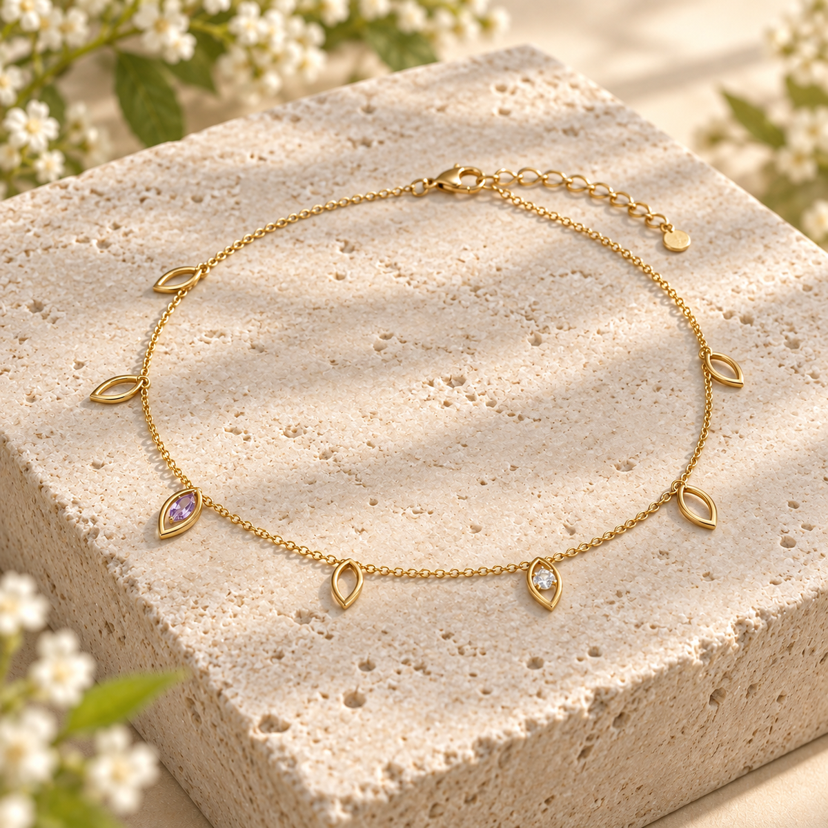 VARUNIQOK® Elaris Dawnpetal Anklet second angle view
