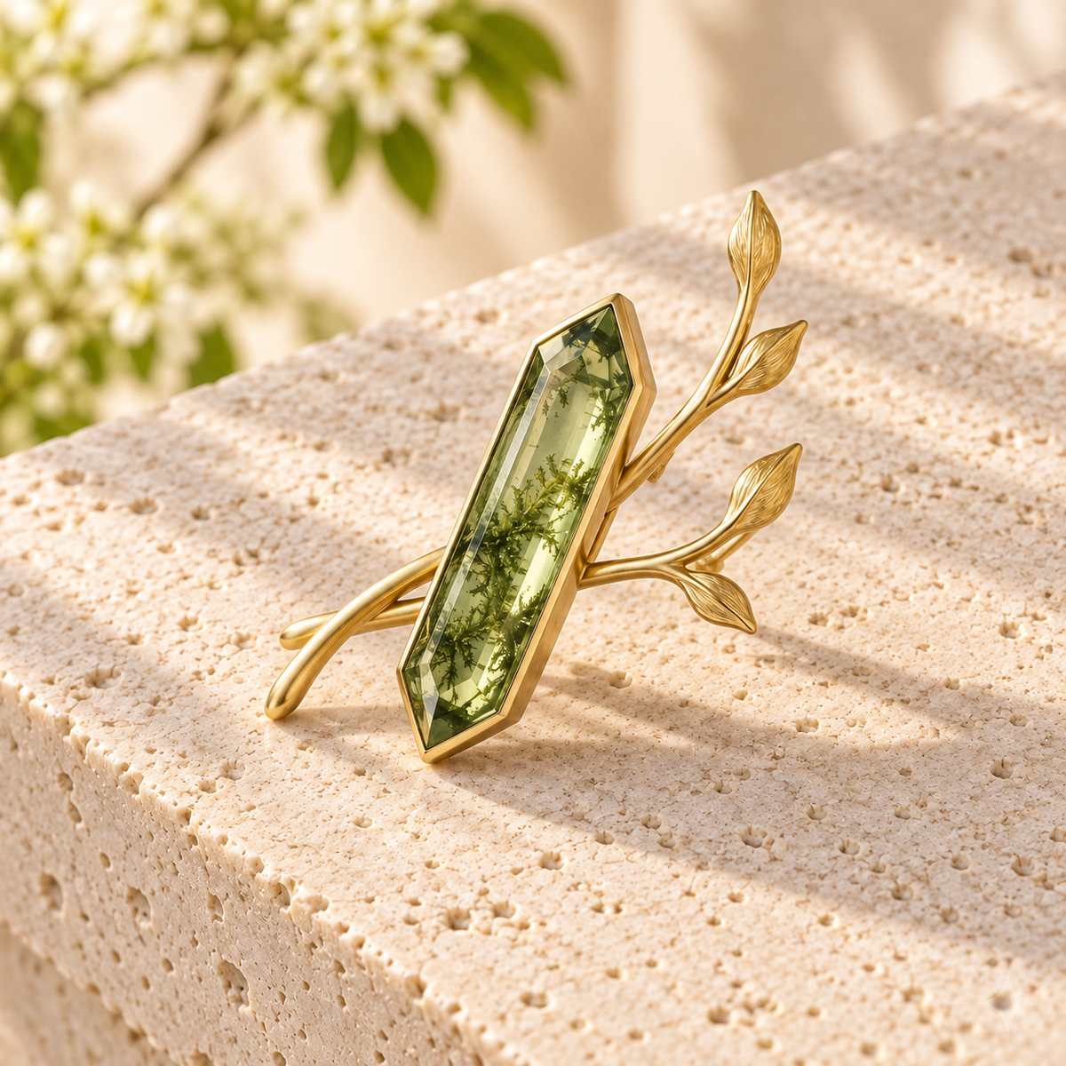 VARUNIQOK® Nivelle Moss Prism Brooch second angle view