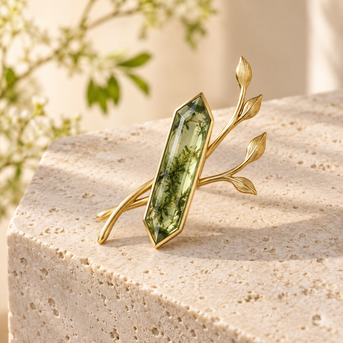 VARUNIQOK® Nivelle Moss Prism Brooch