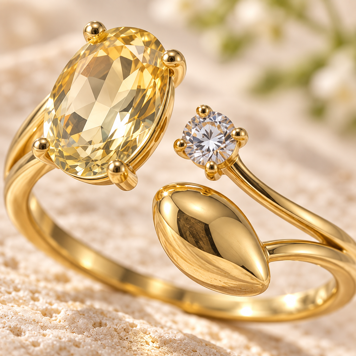 VARUNIQOK® Orivane Sunseed Ring gemstone detail