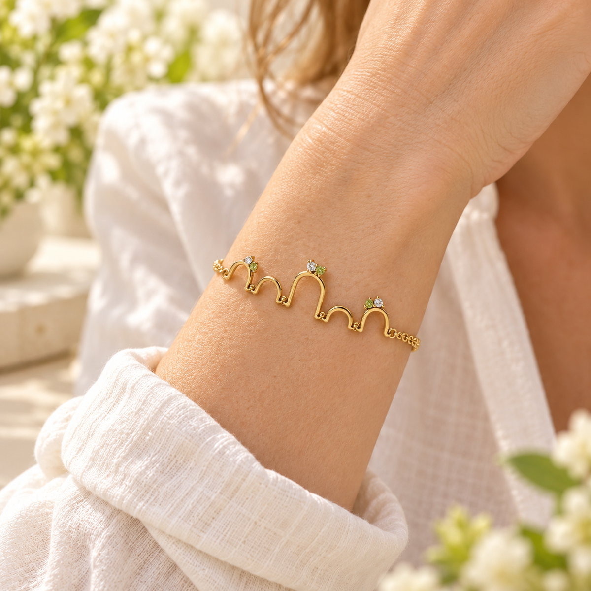 VARUNIQOK® Vireya Garden Arch Bracelet worn styling view